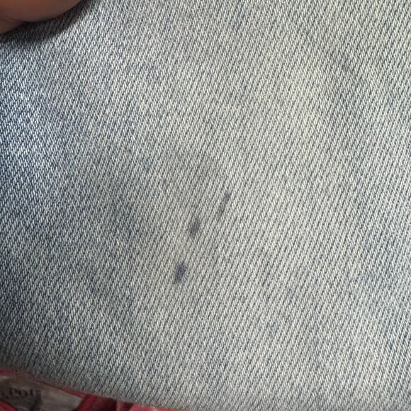 Flying Monkey Jeans Women Blue Distressed High Rise‎ Straight Raw Hem 24 STAIN* - Picture 2 of 11